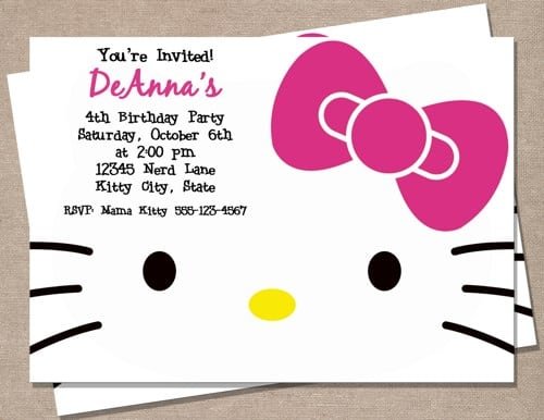 Blank Hello Kitty Invitation