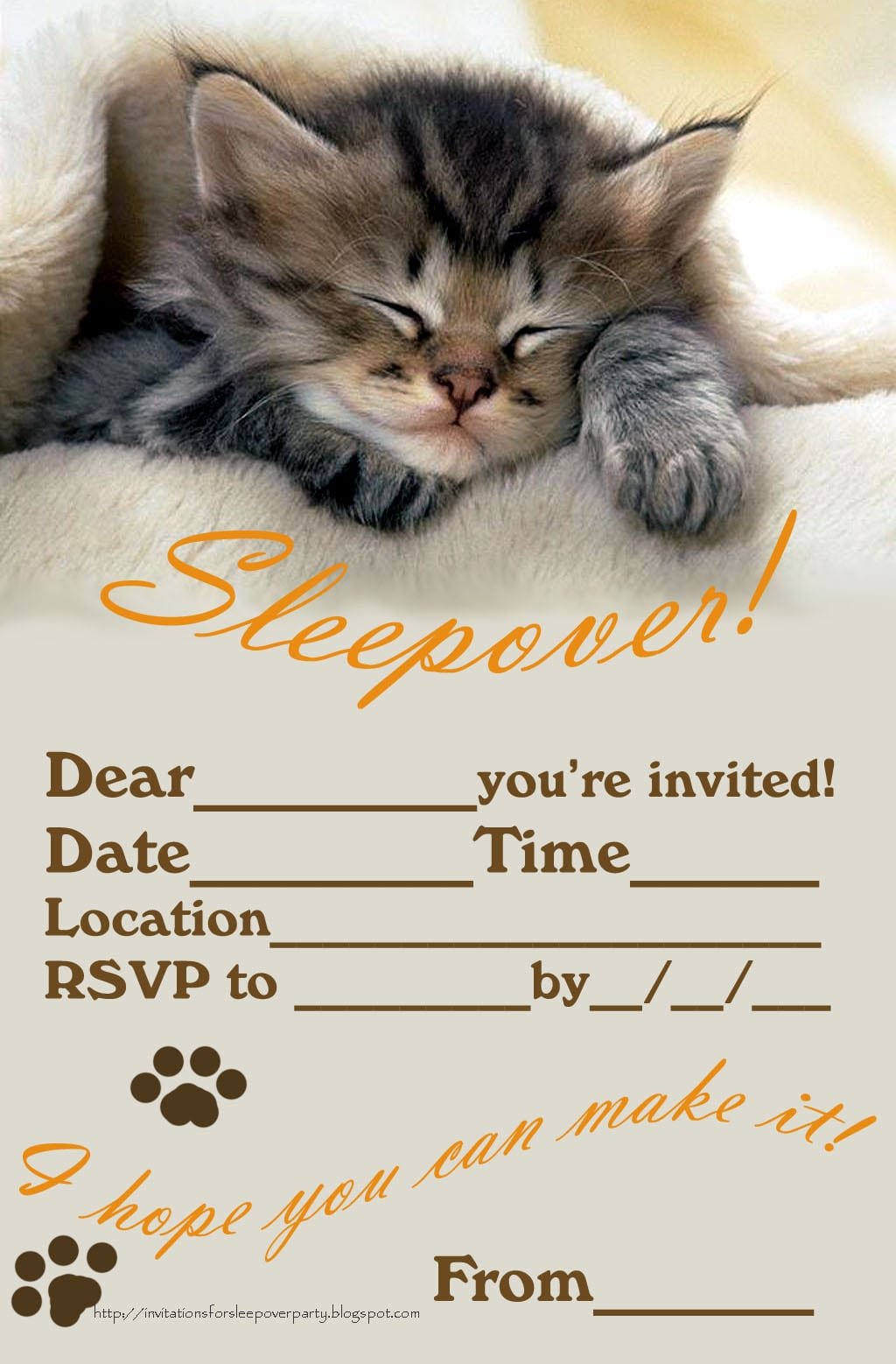 Printable Sleepover Party Invitations