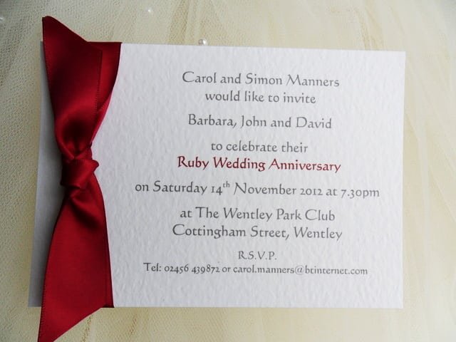 Ruby Wedding Anniversary Invitation Templates Free