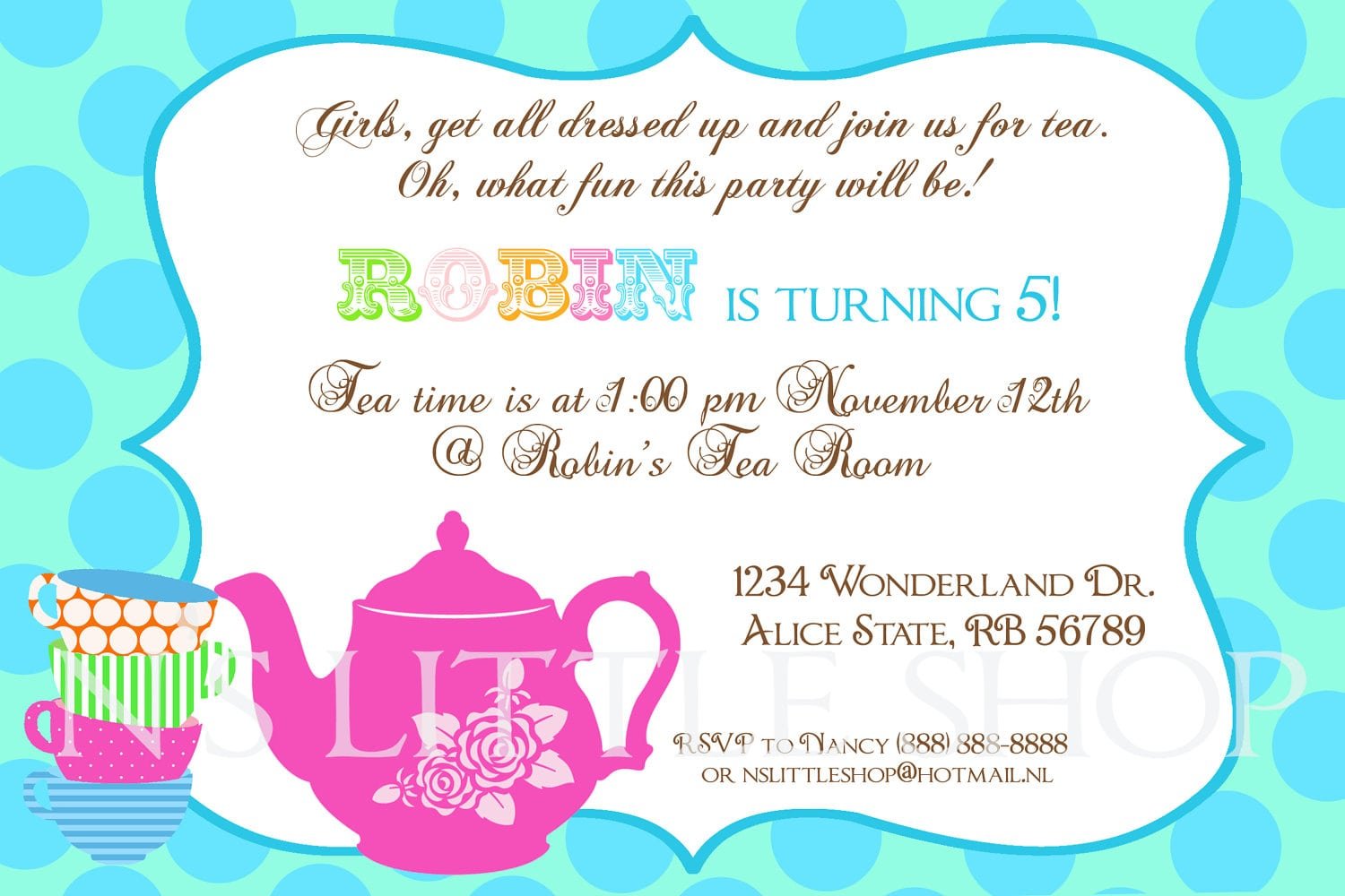 Tea Party Invitation Template For Kids