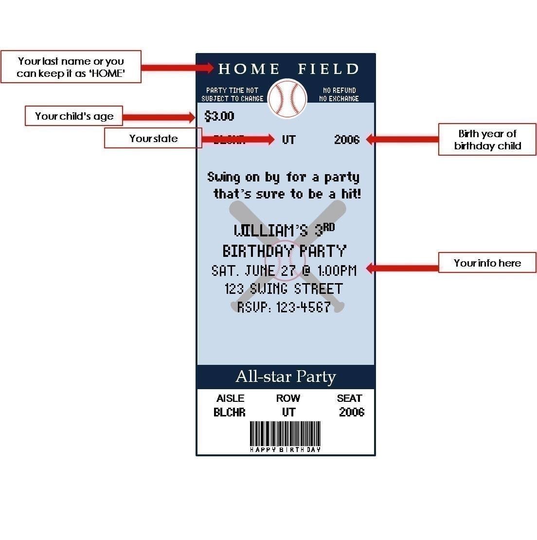 Ticket Birthday Invitations Free