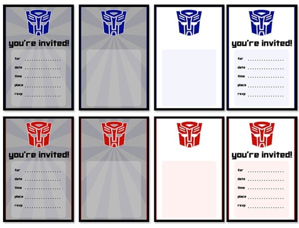 Transformer Invitation Template Printable