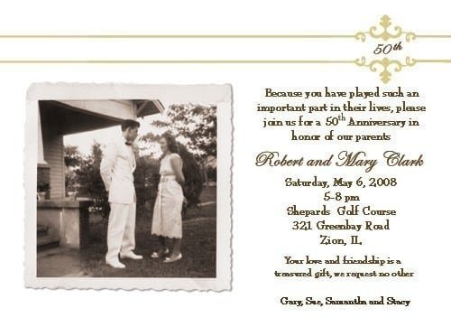 Free 50th Wedding Anniversary Invitation Wording