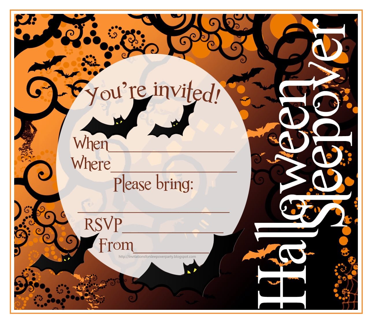 Halloween Sleepover Invitations Printable