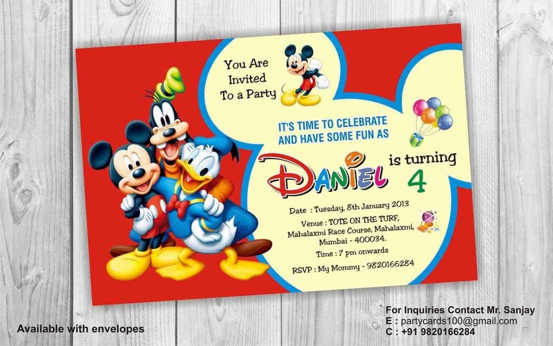 Mickey Mouse Theme Birthday Invitation