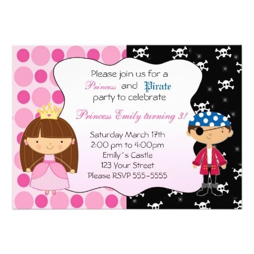 Princess And Pirate Party Invitations Free