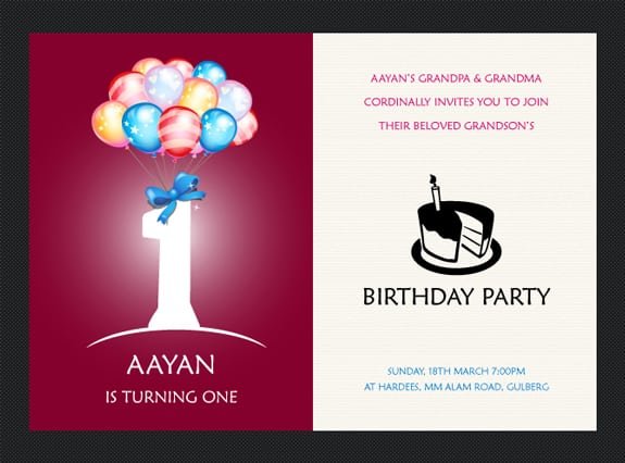 1st Birthday Invitation Card Template Free