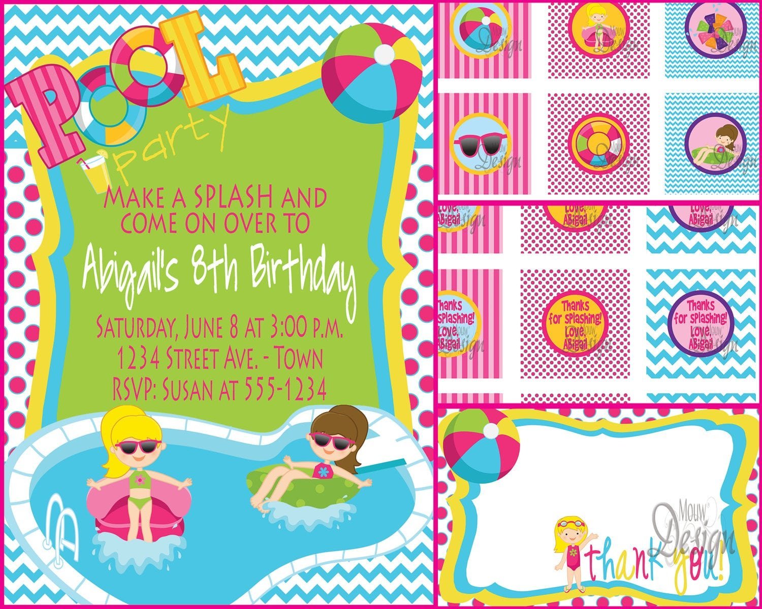 Birthday Invitation Templates Pool Party