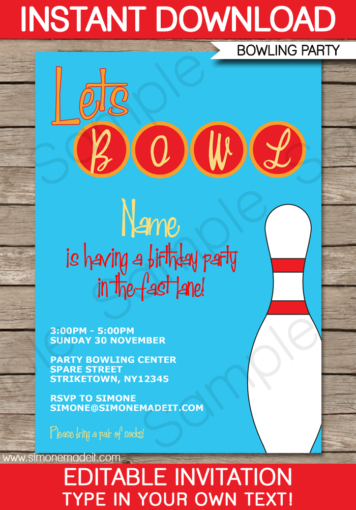 Free Bowling Party Invitations To Print