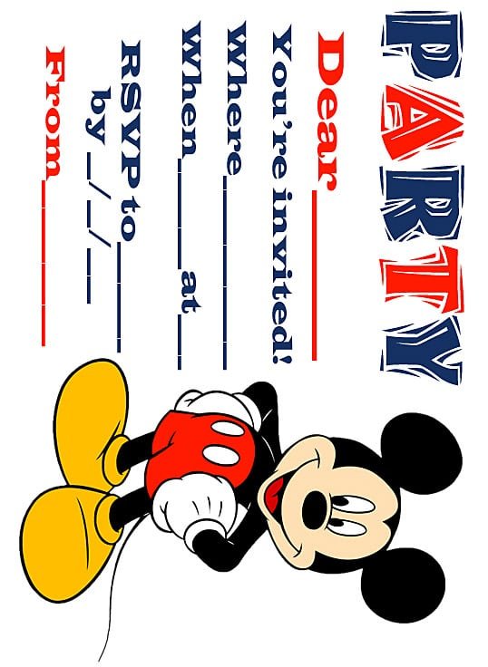 Free Mickey Mouse Printable Invitations