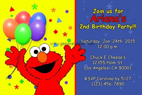 Free Printable Elmo Birthday Party Invitations