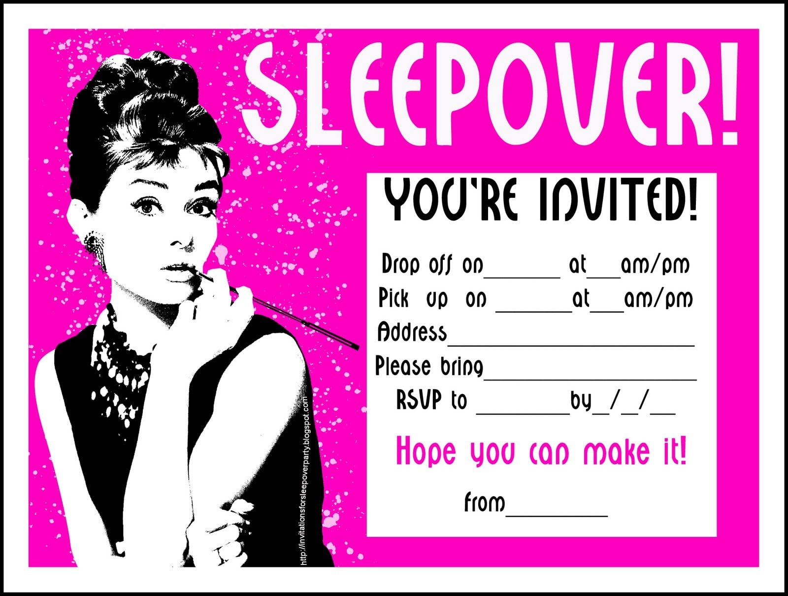 Invitation For Sleepover Party Template