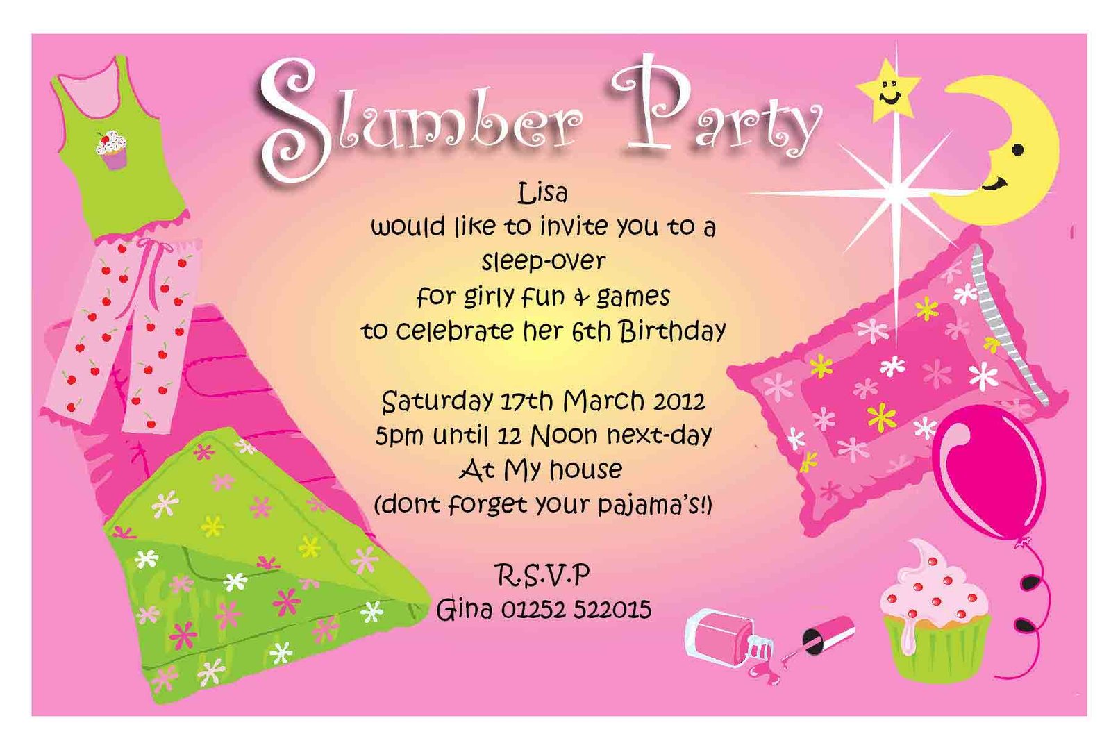 Invitation For Slumber Party Template