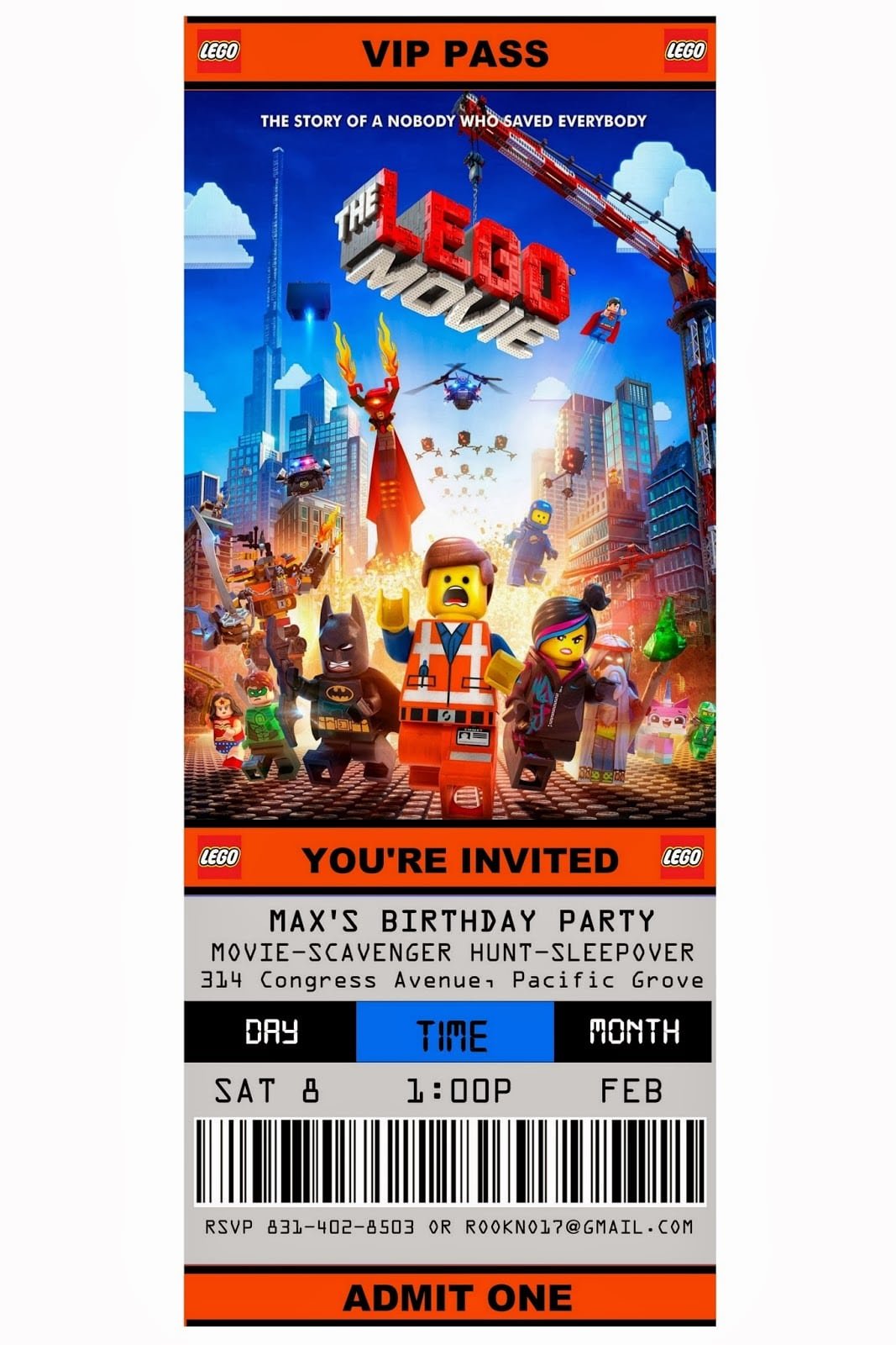 Lego Movie Free Invitation Template