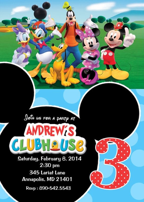 Mickey Mouse Clubhouse Invitation Digital Or Printed