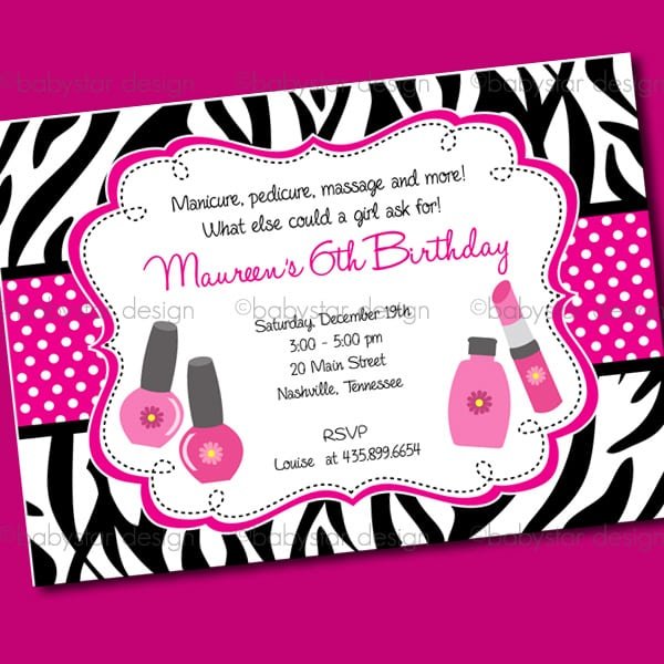 Party Invitation Template For Spa