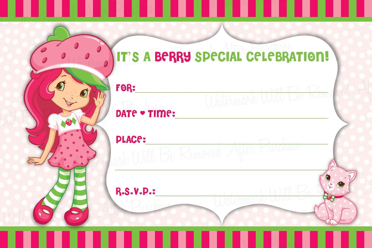 Printable Strawberry Invitations