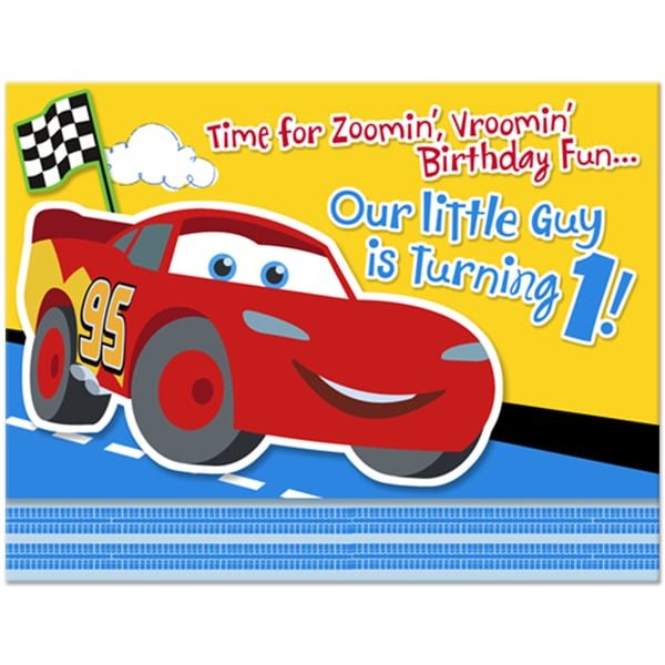 1st Birthday Invitation Disney Cars