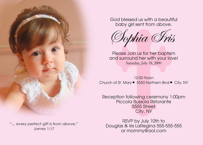 Baptismal Invitation For Baby Girl