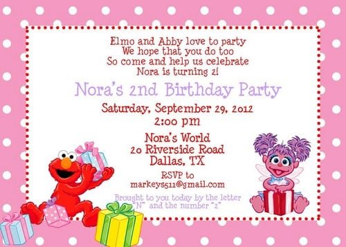 Elmo And Abby Invitation Template