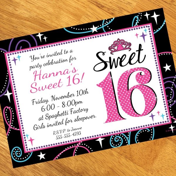 Example Of Sweet 16 Invitations