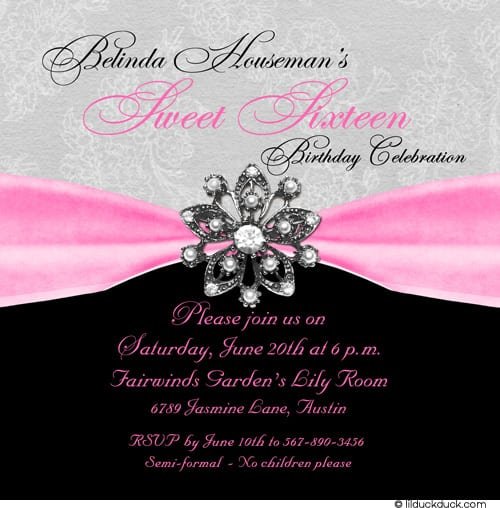 Example Of Sweet Sixteen Invitation