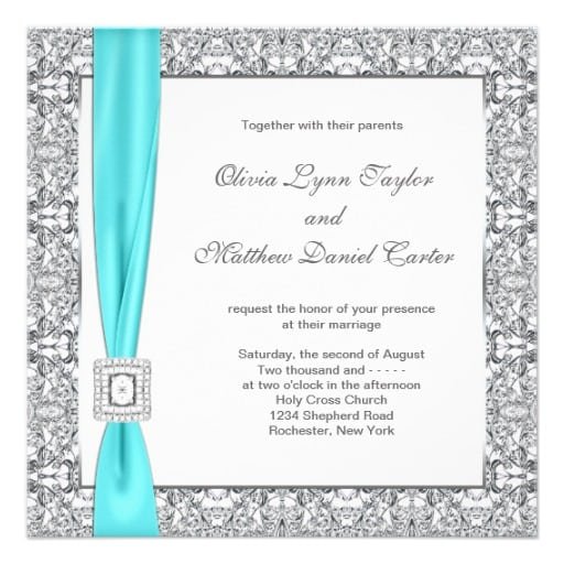 Free Blue And Silver Wedding Invitation Templates