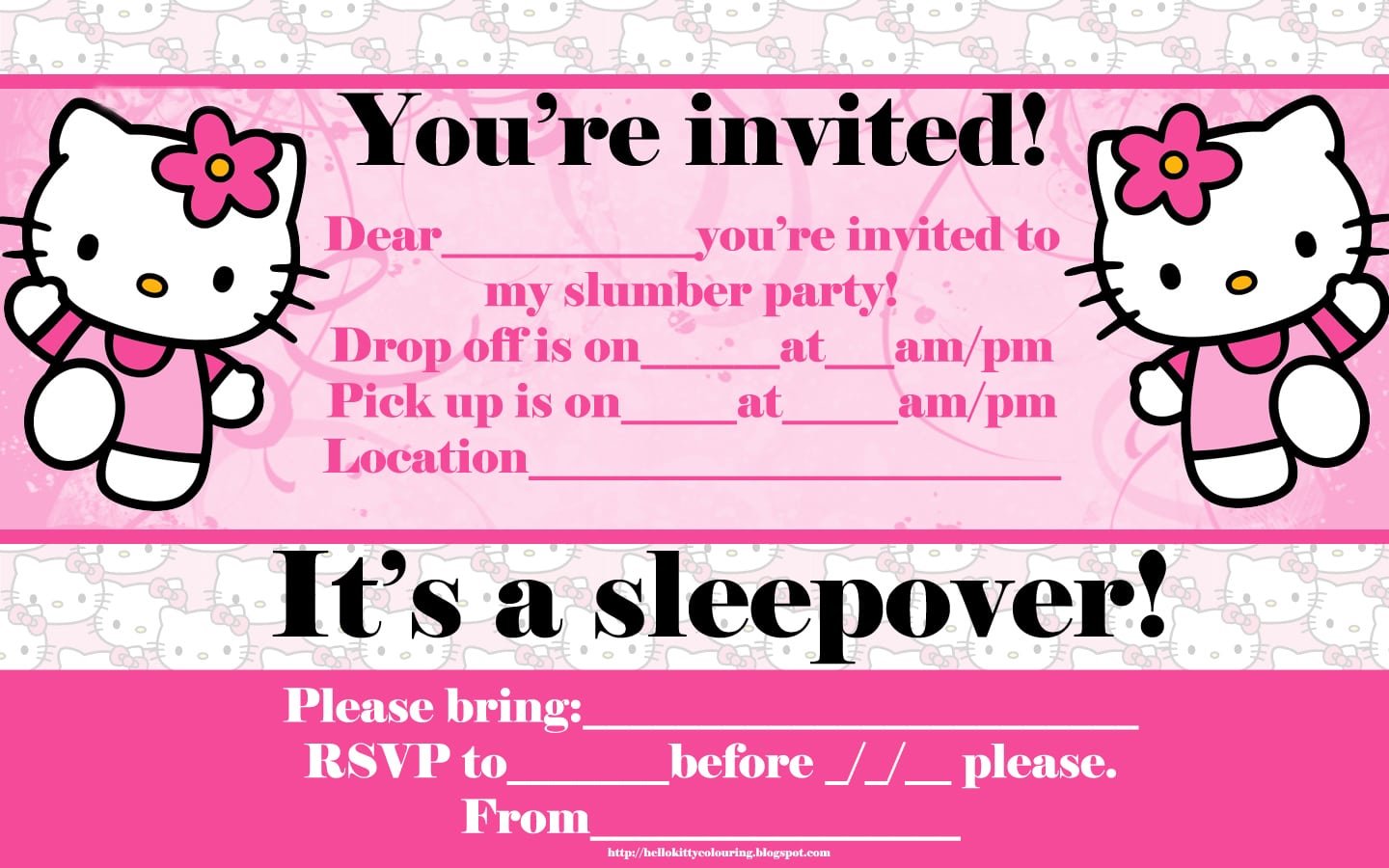 Free Hello Kitty Party Invitation Templates