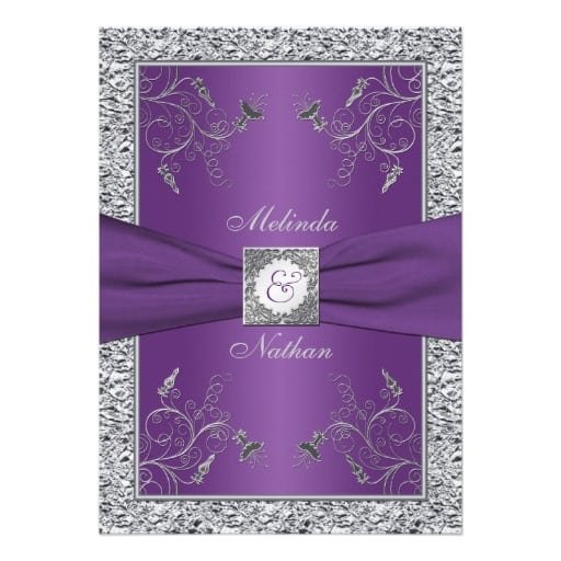 Free Purple And Silver Wedding Invitation Templates