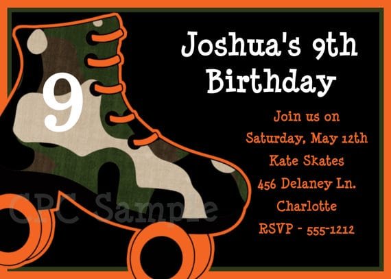 Free Roller Skating Birthday Party Invitations