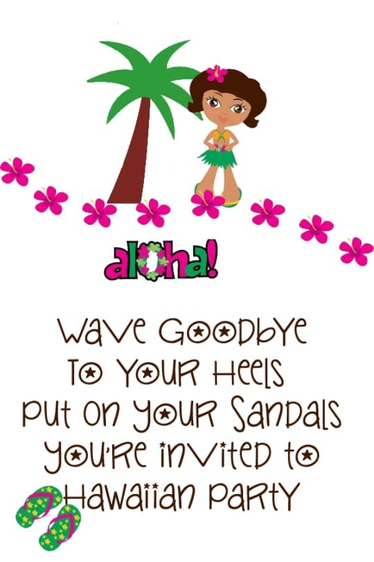 Hawaiian Birthday Invitation Sayings