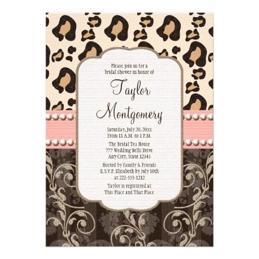 Leopard Print Bridal Shower Invitations