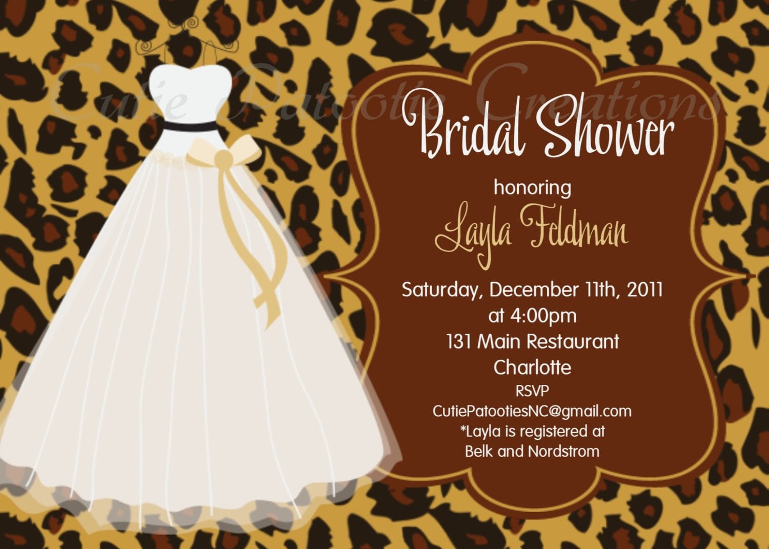 Leopard Print Wedding Shower Invitations