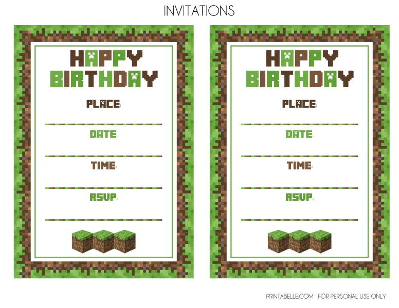 Minecraft Invitation Printable Free Template