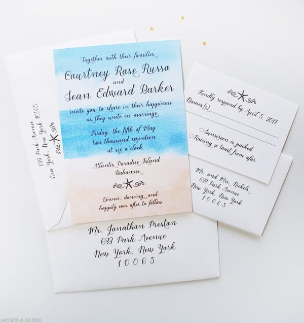 Print At Home Beach Wedding Invitation