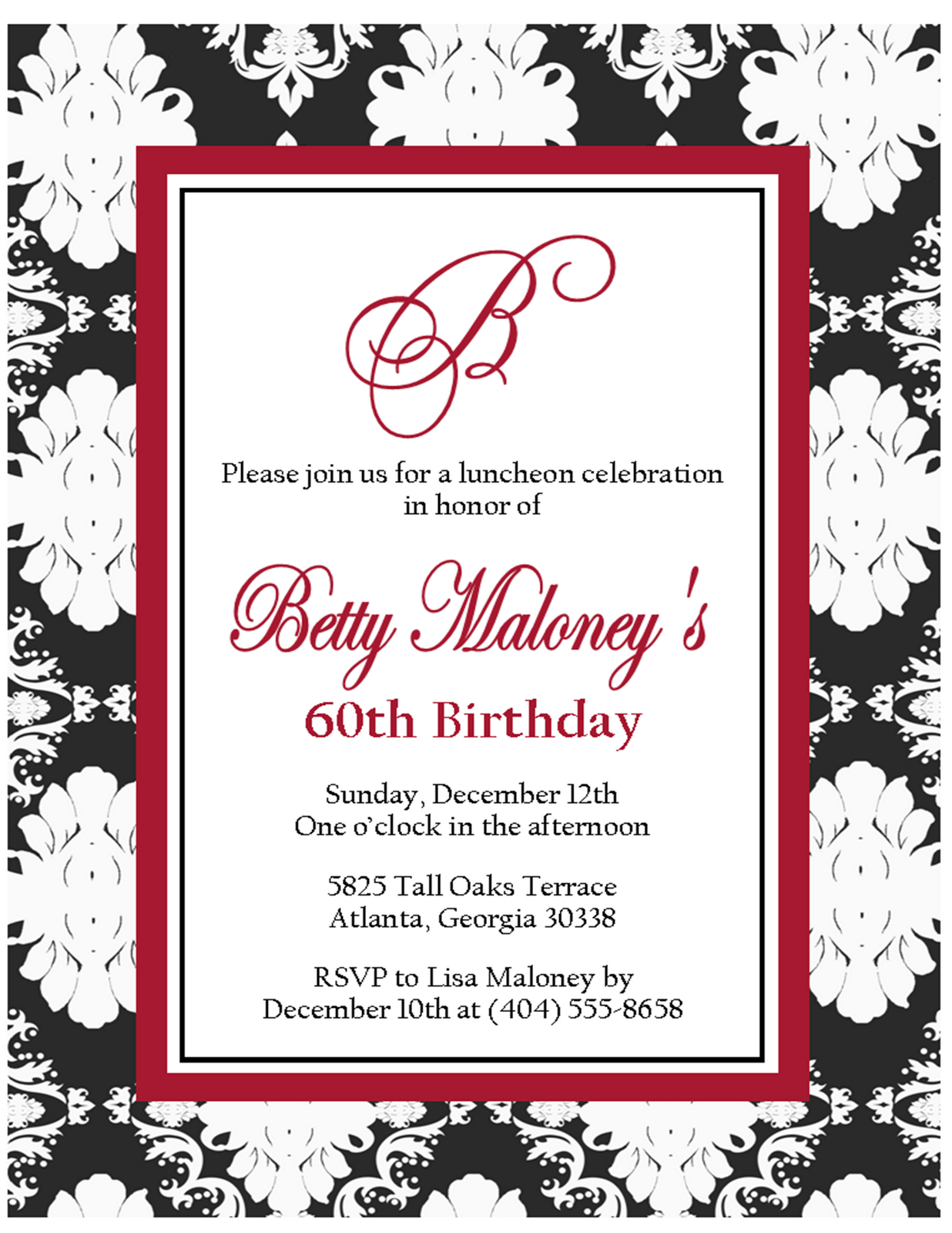 Printable Black And White Birthday Party Invitations