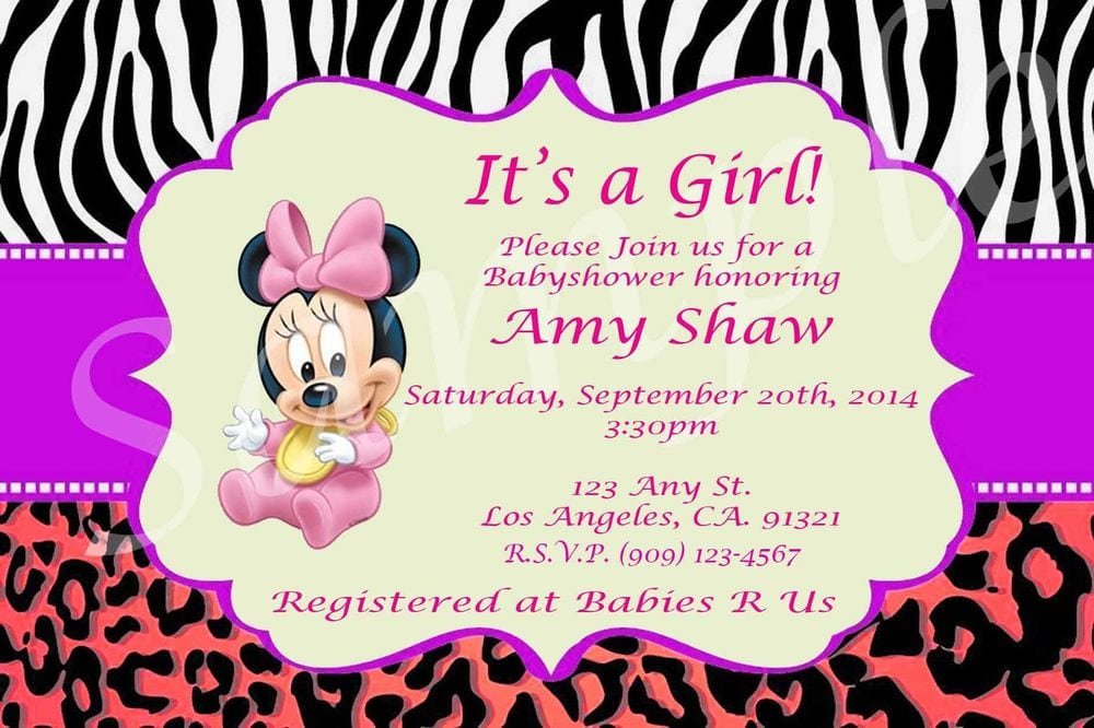 Printable Minnie Mouse Baby Shower Invitations