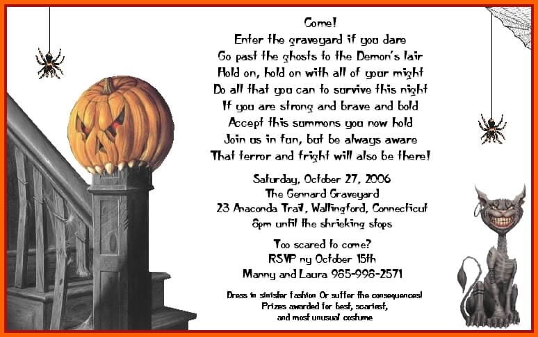Scary Halloween Party Invitation Wording