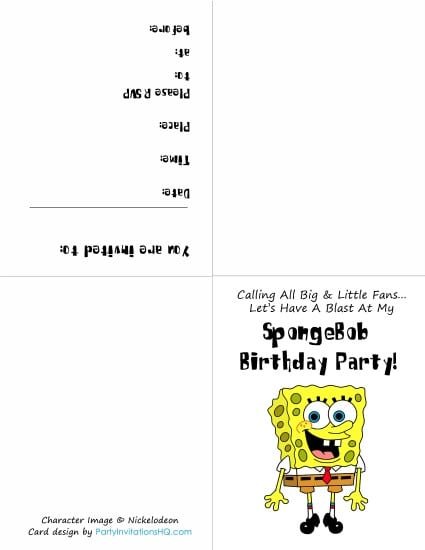 Spongebob Birthday Invitation Template