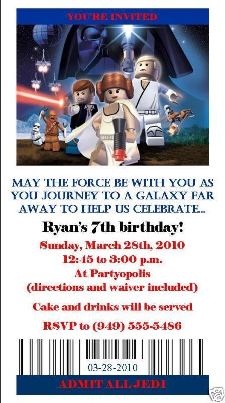 Star Wars Lego Invitations