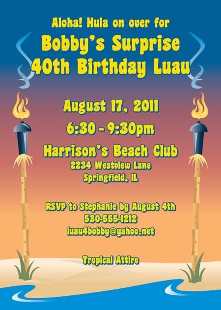 Surprise Luau Party Invitation Wording 4