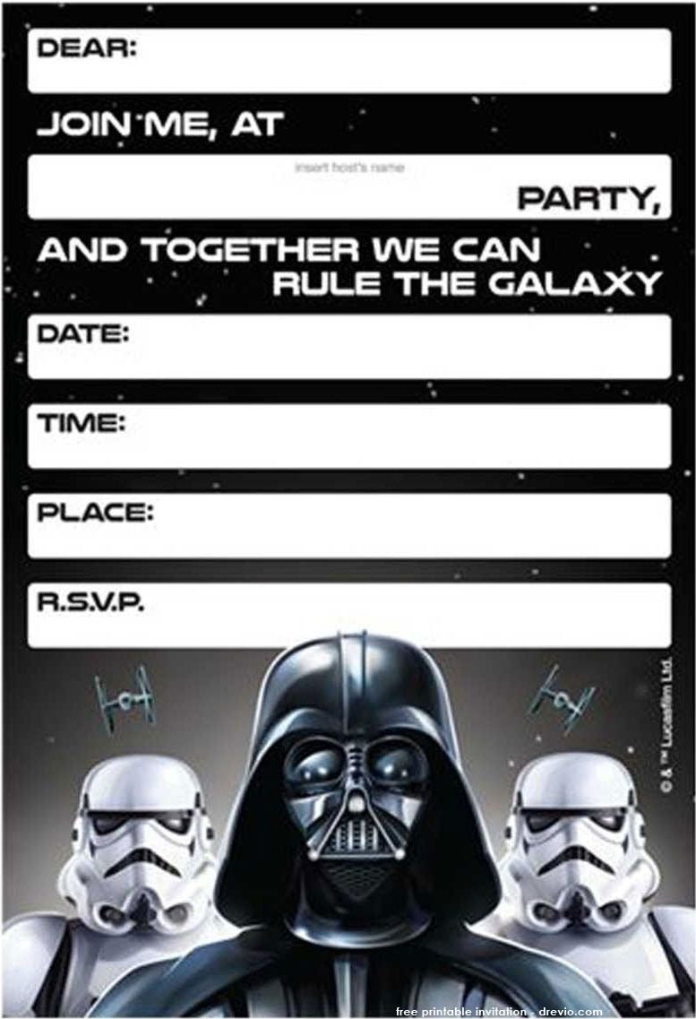 Free Printable Star Wars Birthday Invitations