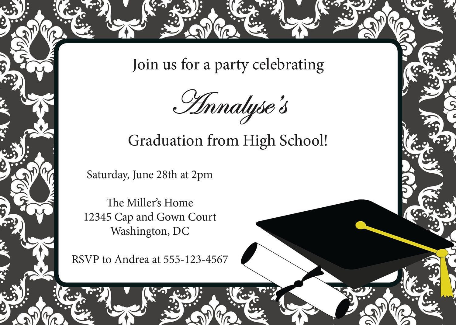 Sample Invitation Card For Graduation Party