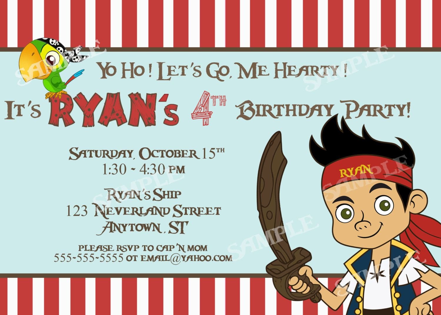 Free Free Template Jake And The Neverland Pirates Birthday