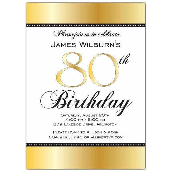 Printable 80th Birthday Invitation Template