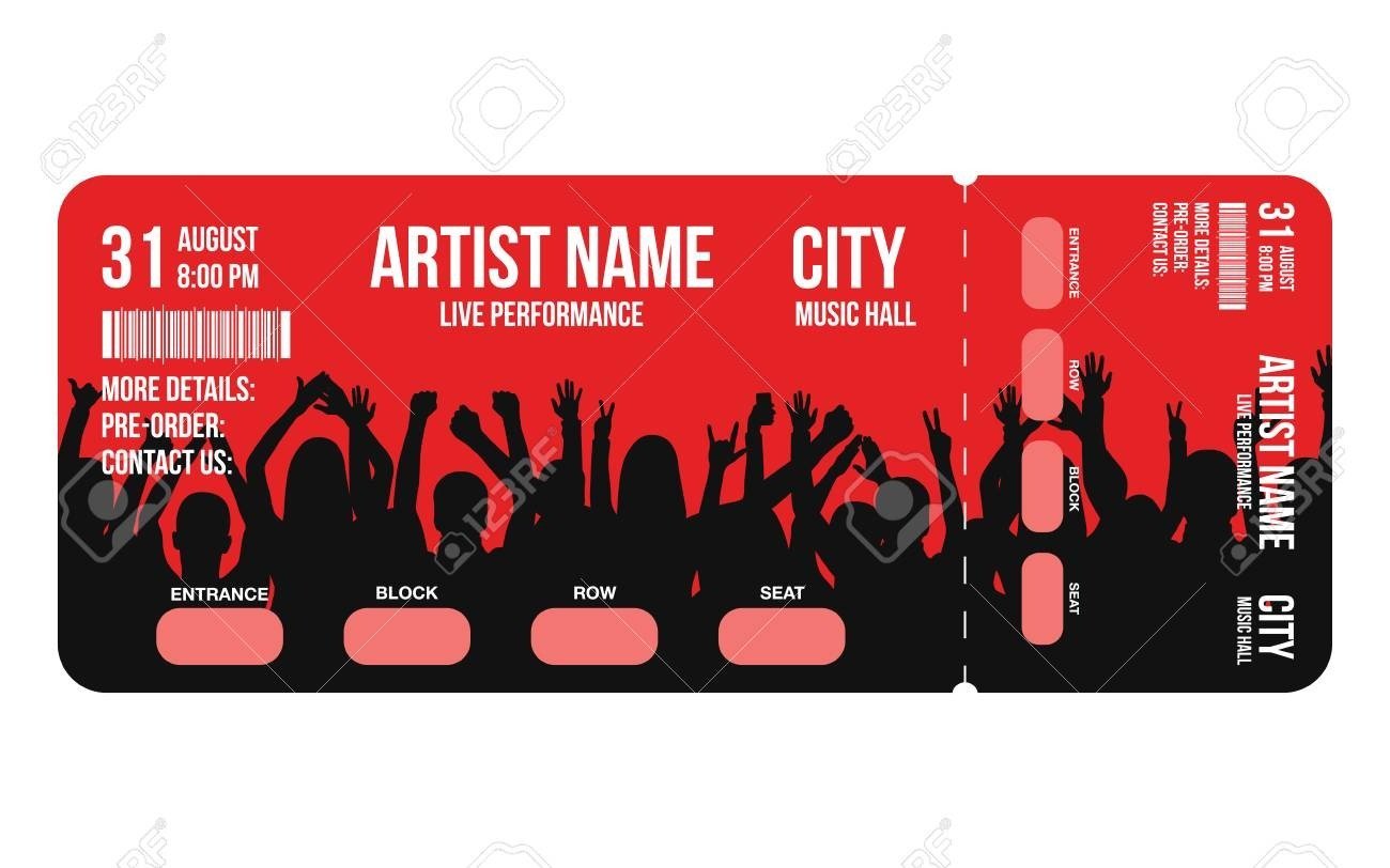 Concert Ticket Template  Concert, Party Or Festival Ticket Design