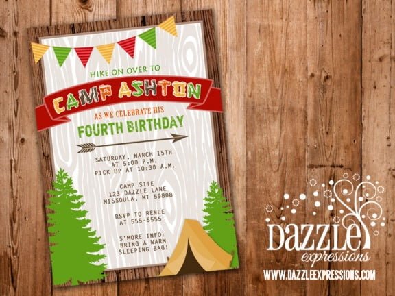 Camping Birthday Invitation Awesome Camping Birthday Party