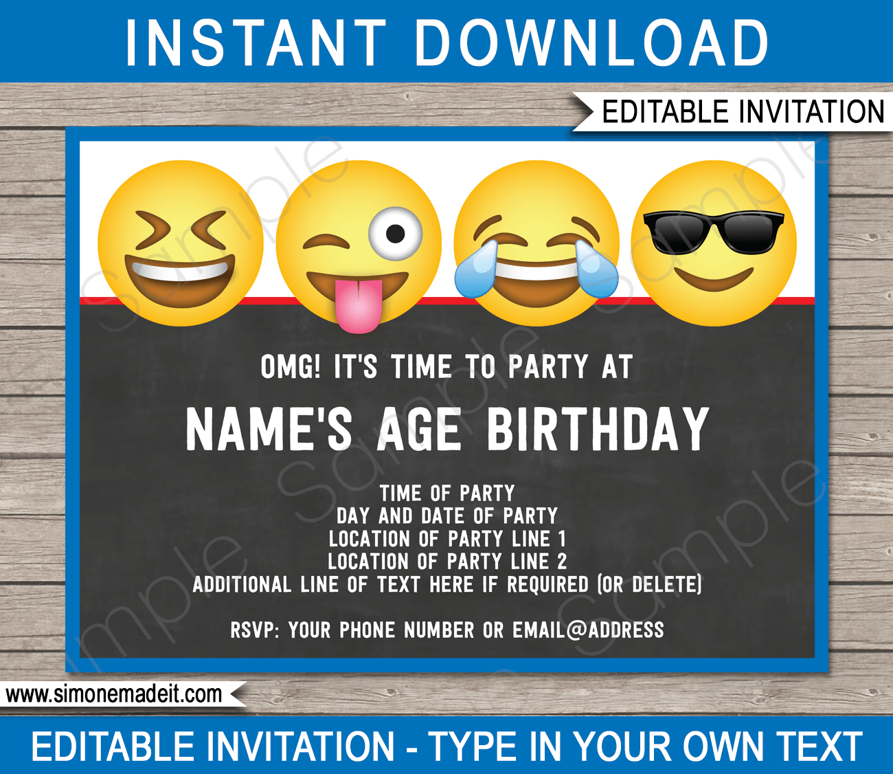 Emoji Theme Party Invitations Template