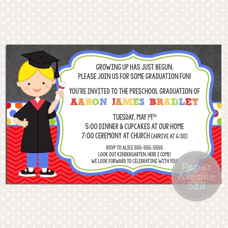 Invitation  Preschool Graduation Invitation Template