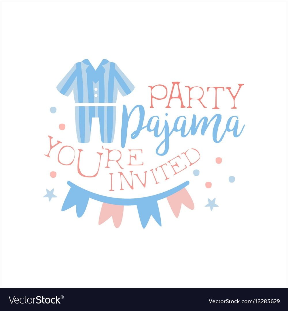 Girly Pajama Party Invitation Card Template With Vector Image
